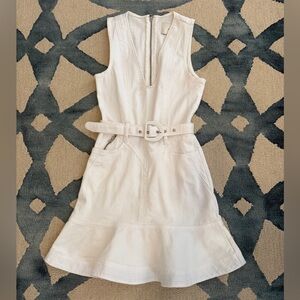 7 for all Mankind Sleeveless White Belted Flared Dress - Size XS